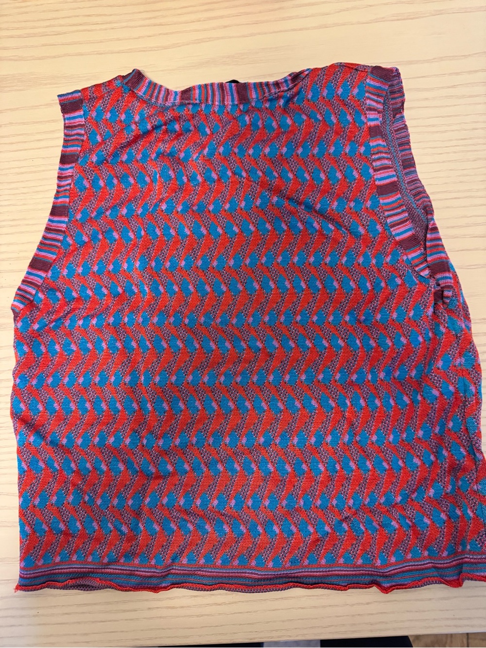 Zara Red & Blue Patterned Knit Tank